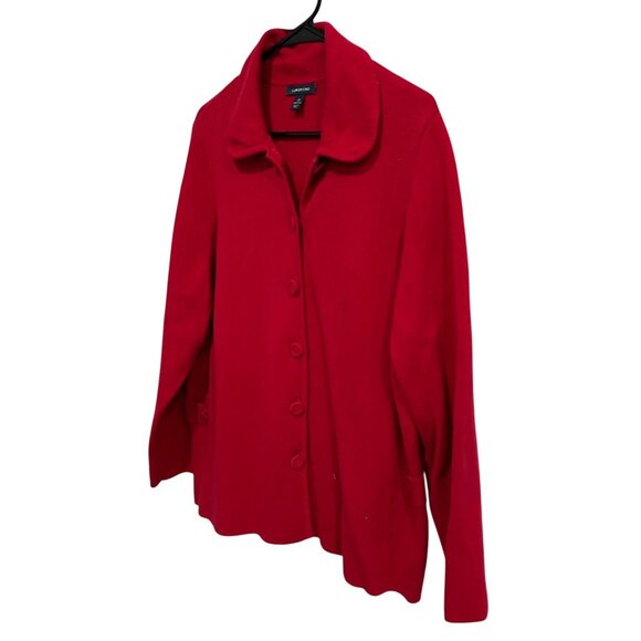 Lands End Womens Red Supima Cotton Button-Front Cardigan Sweater Sz 2X - Picture 3 of 9